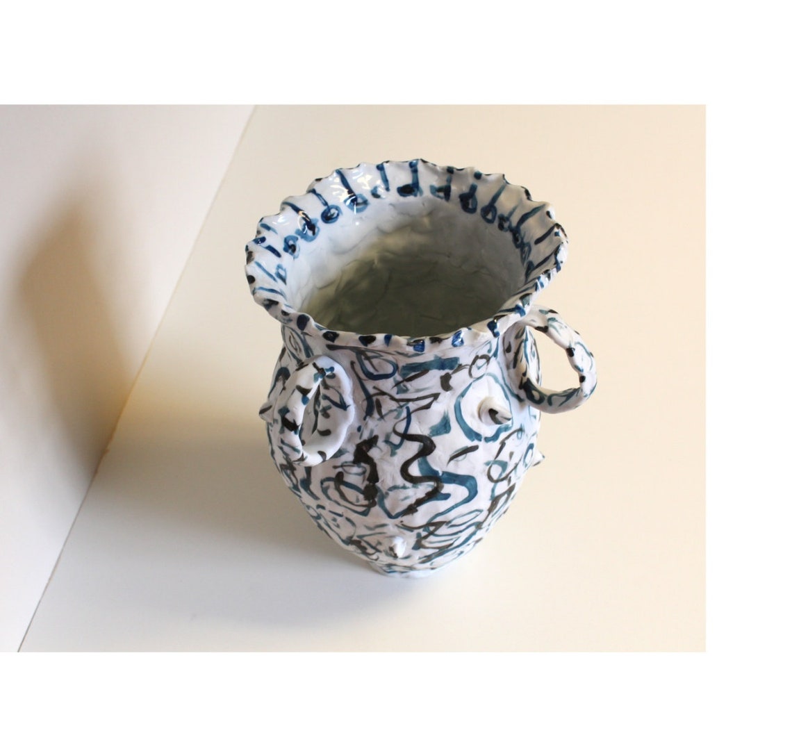 Unique Hand Formed High Fired Vase with Ring Handles Etsy