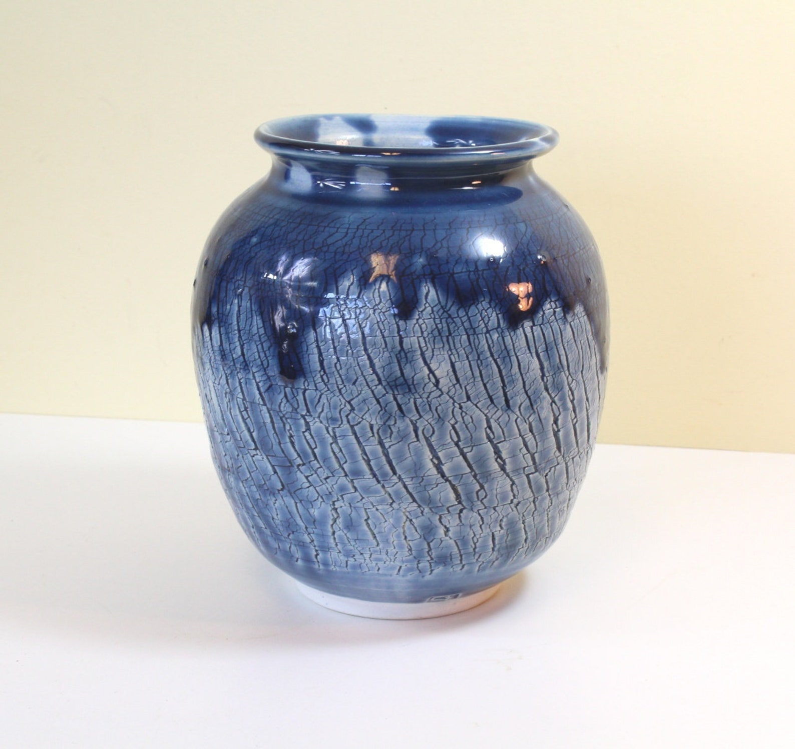 Sanger Studio Pottery Flower Pot Kaolin Ceramic With Blue Etsy