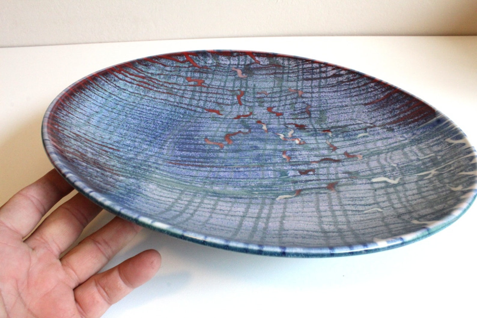 Pristine Studio Pottery Display Plate by K. Franklin Signed Etsy