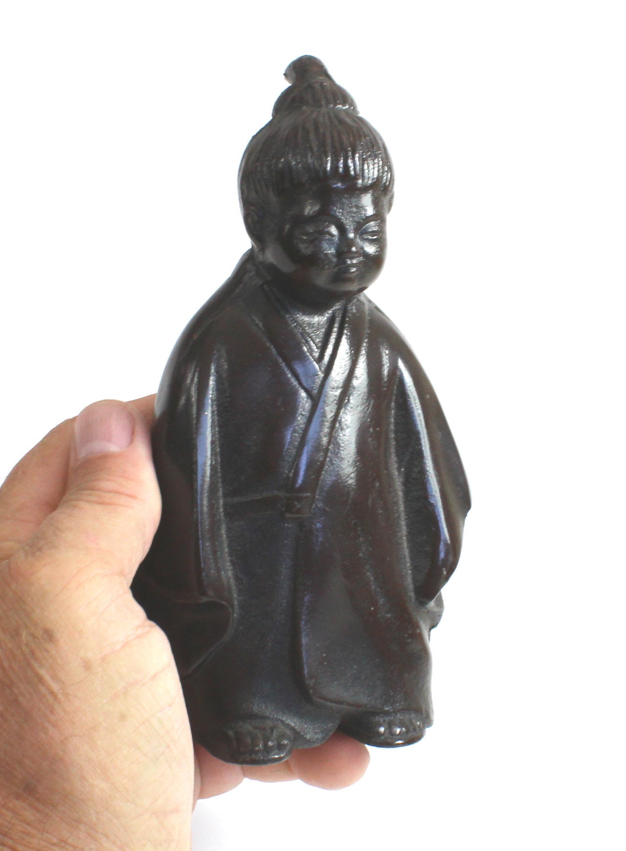 Japanese Cast Iron Woman in Traditional Dress Shirokiya Gift Style See Video !!