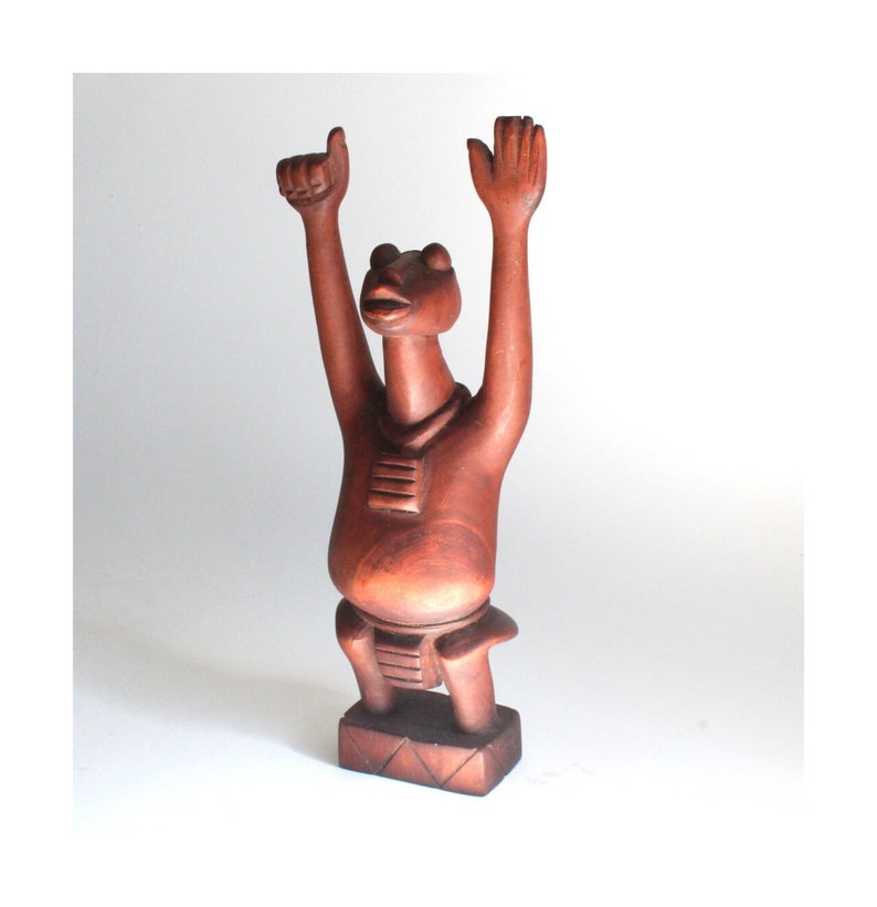 Kamba Rain God Carving by Katumo Kenyan Wakamba Tribal in Red Wood Mahogany or Teak Style Hardwood African Traditional See Video image 1