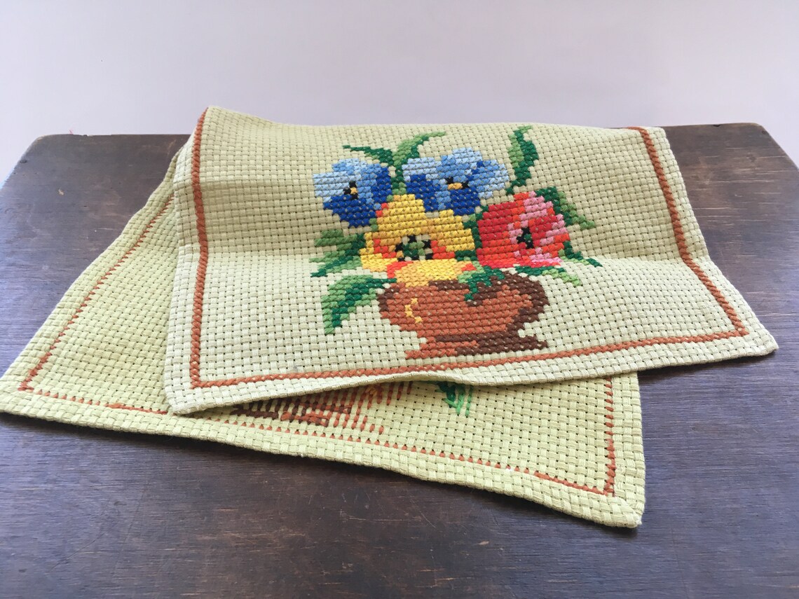 Vintage Swedish table runner Floral runner embroidered runner Etsy