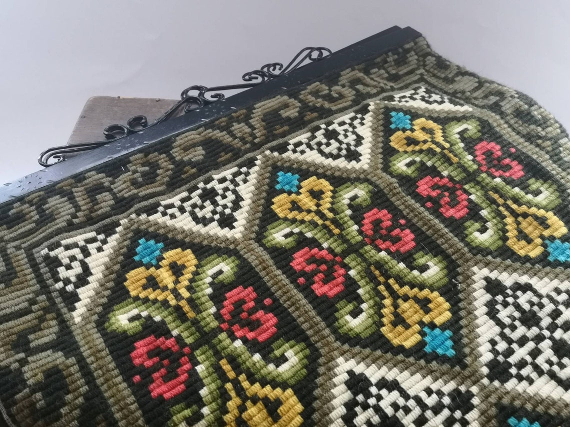 Vintage Embroidered Wall Hanging Geometric Swedish Folk Etsy