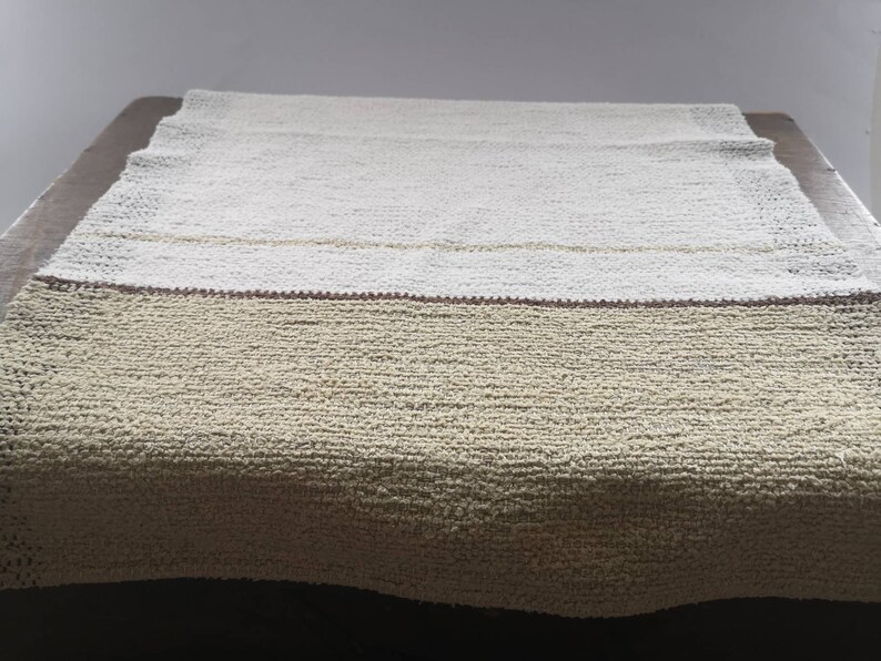 Vintage Rag Rug Rag Table Floor Runner Woven Rag Rug White Etsy