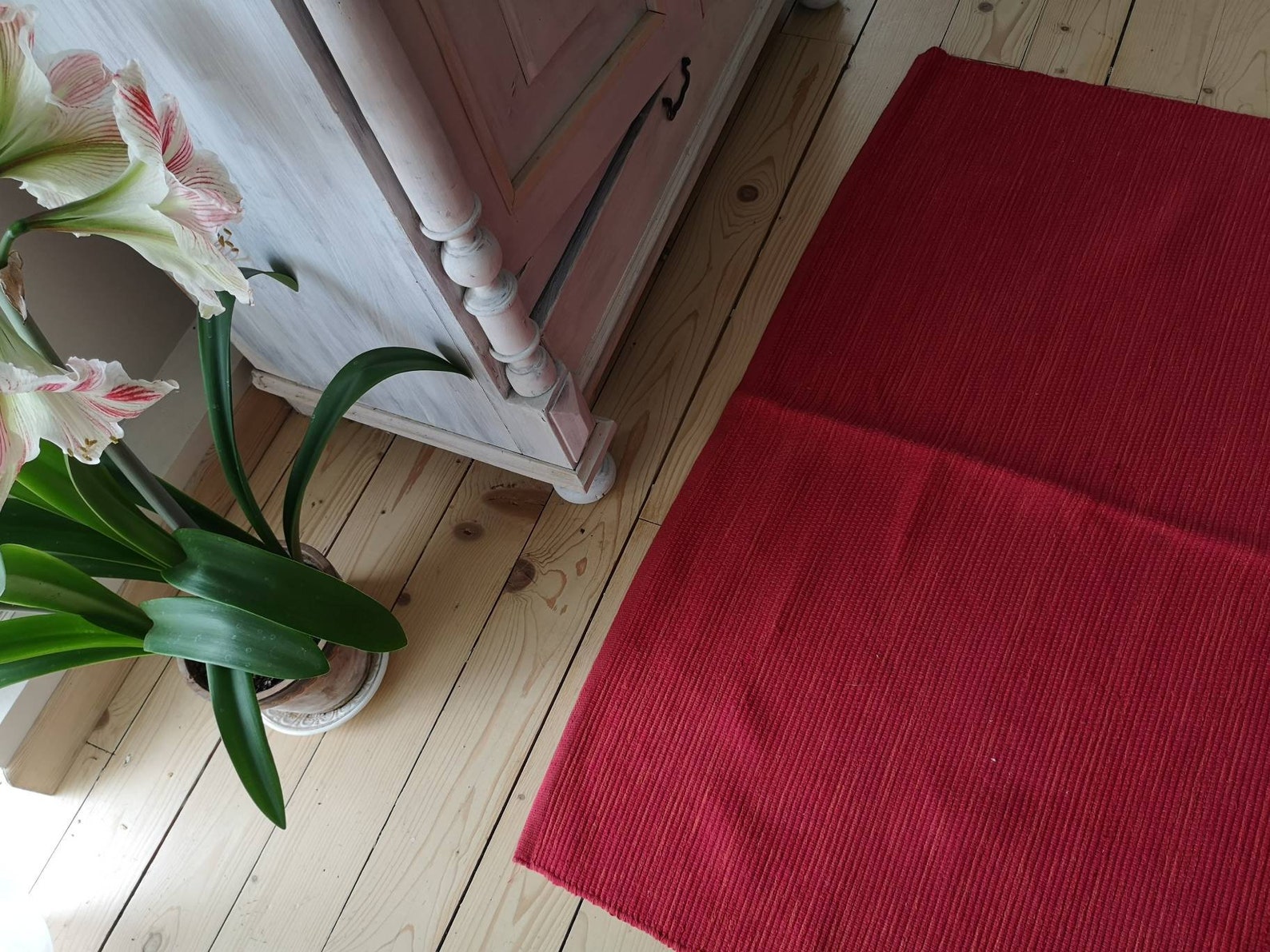Vintage Red Mat Red Floor Carpet Cotton Floor Mat Red Floor Etsy
