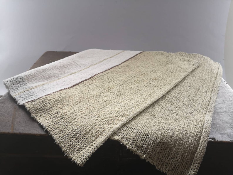 Vintage Rag Rug Rag Table Floor Runner Woven Rag Rug White Etsy