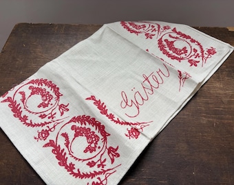 Antique linen kitchen towel Monogrammed LA tea towels Linen towels with blue stripes Farmhouse kitchen towels