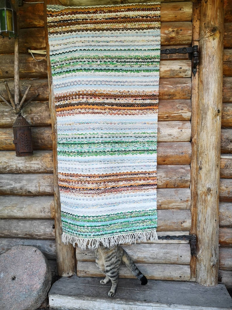 Swedish Vintage extra long Rag rug Woven rag rug multicolored Etsy