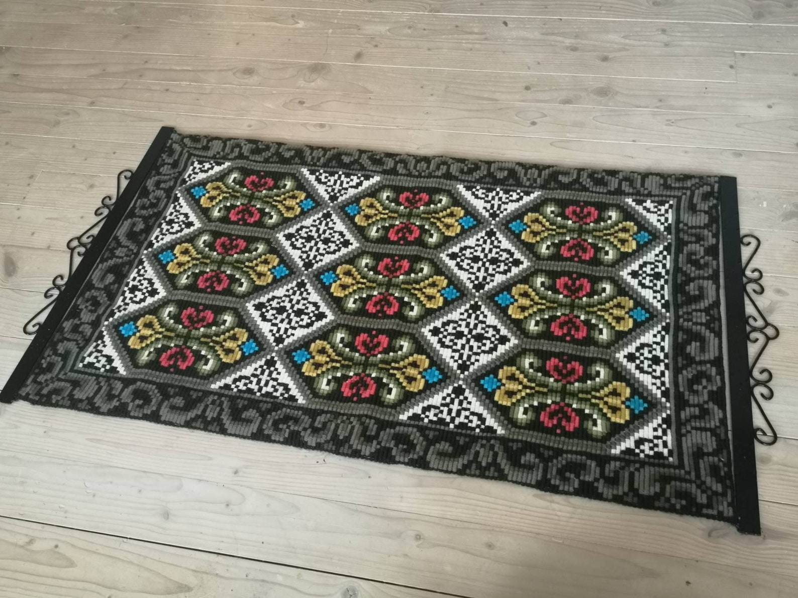 Vintage Embroidered Wall Hanging Geometric Swedish Folk Etsy