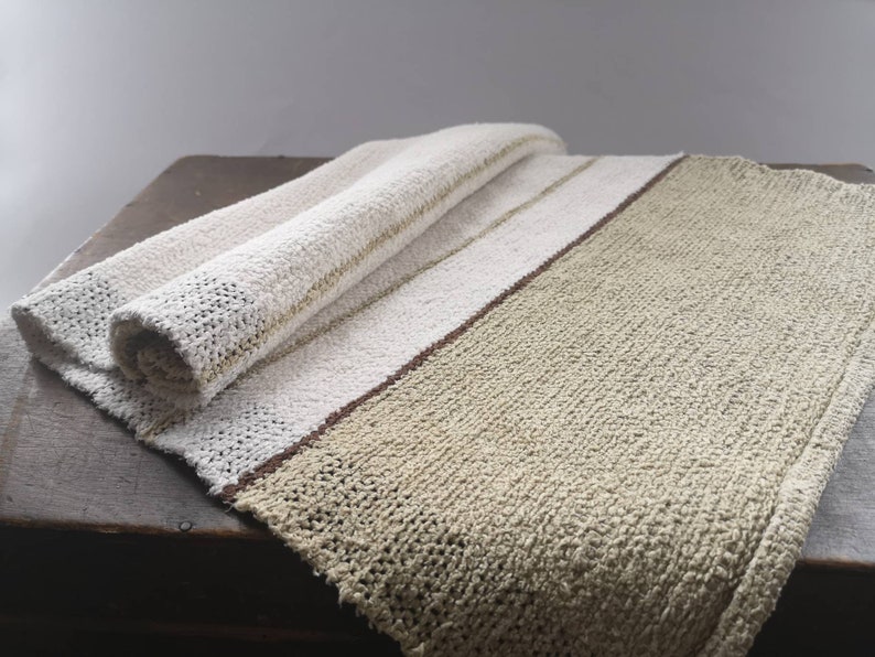 Vintage Rag Rug Rag Table Floor Runner Woven Rag Rug White Etsy