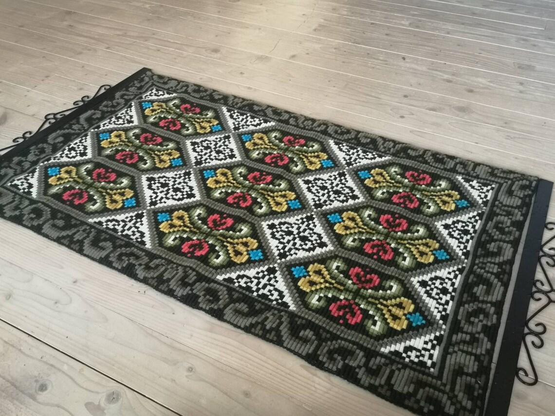 Vintage Embroidered Wall Hanging Geometric Swedish Folk Etsy