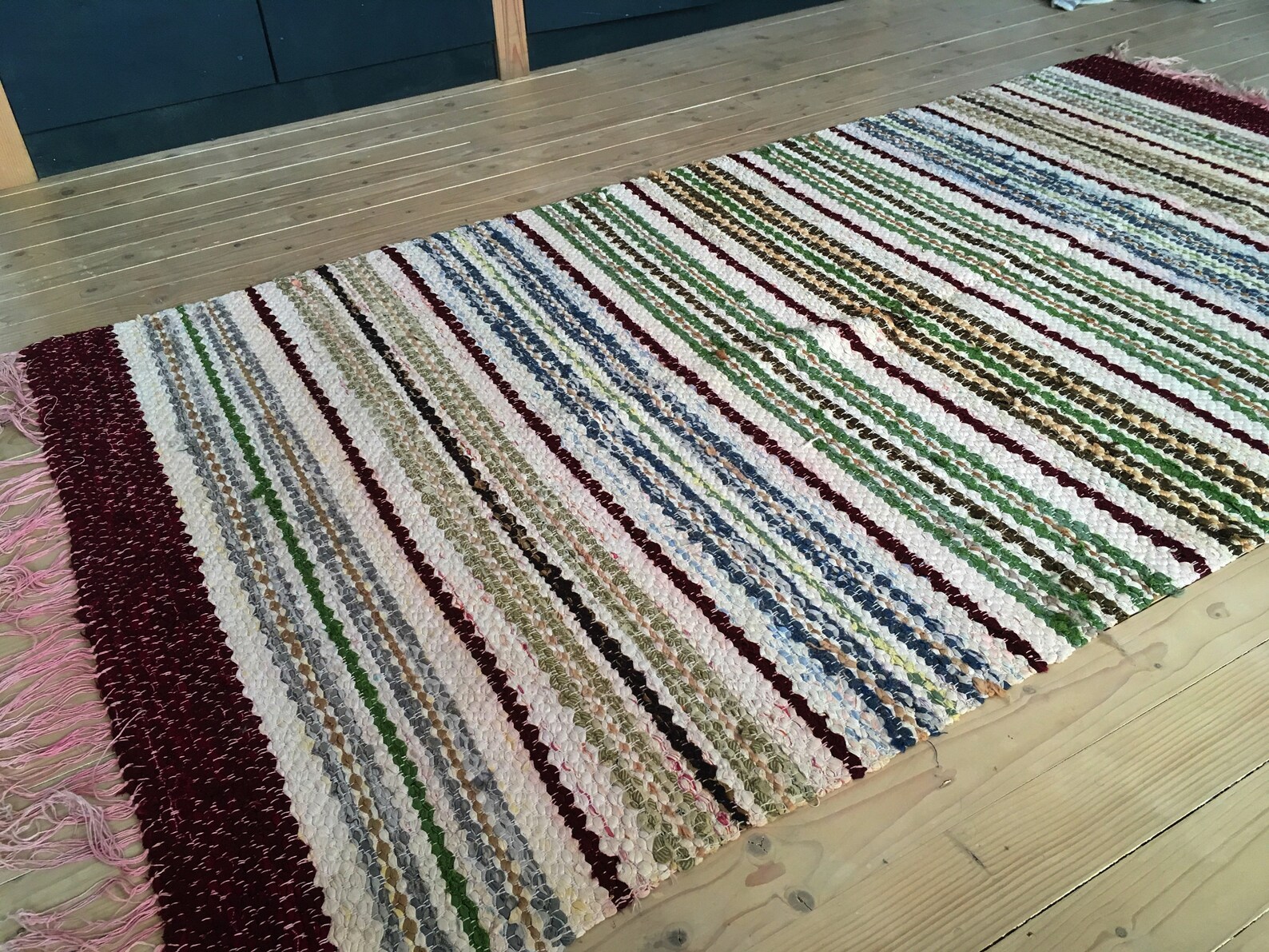 Swedish Vintage Rag rug Striped Woven rag rug Multicolored rug Etsy