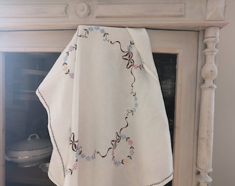 Antiguo bordado mantel de mesa Tela de mesa de mesa cuadrada tela de mesa Shabby casa chic tela