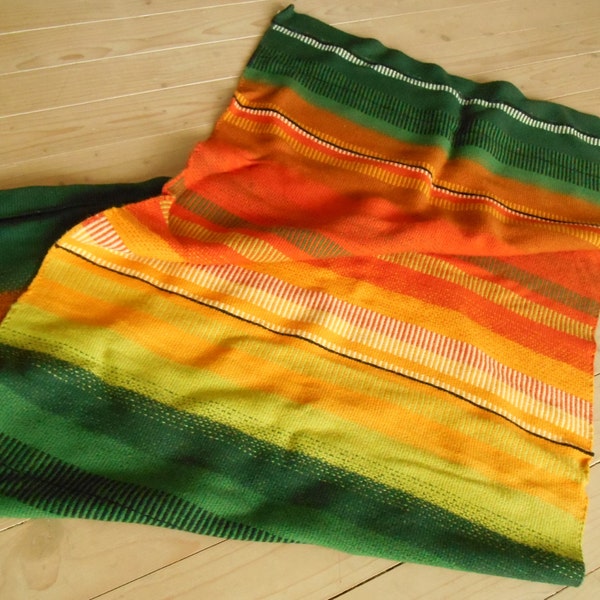 Vintage Swedish Brigt wall blanket Striped woven wall hanging Multicolored throw blanket Scandinavian blanket