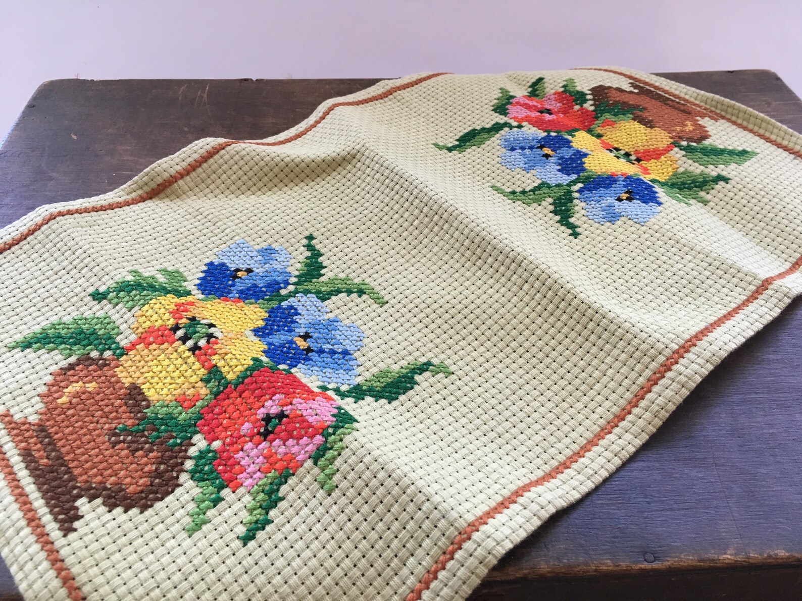 Vintage Swedish Table Runner Floral Runner Embroidered Runner Etsy India