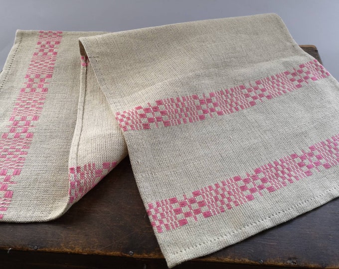 Vintage Woven Table Runner Linen Table Runner Striped Gray Etsy