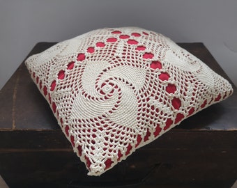 Vintage crochet pillow White lace cushion Crochet throw pillow case Shabby crochet pillow cover Cottage style pillow