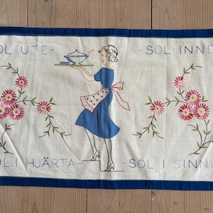 Antique Swedish  wall Embroidered wall hanging Scandinavian needlework