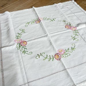 Antike gestickte Tischdecke Shabby florale Tischdecke