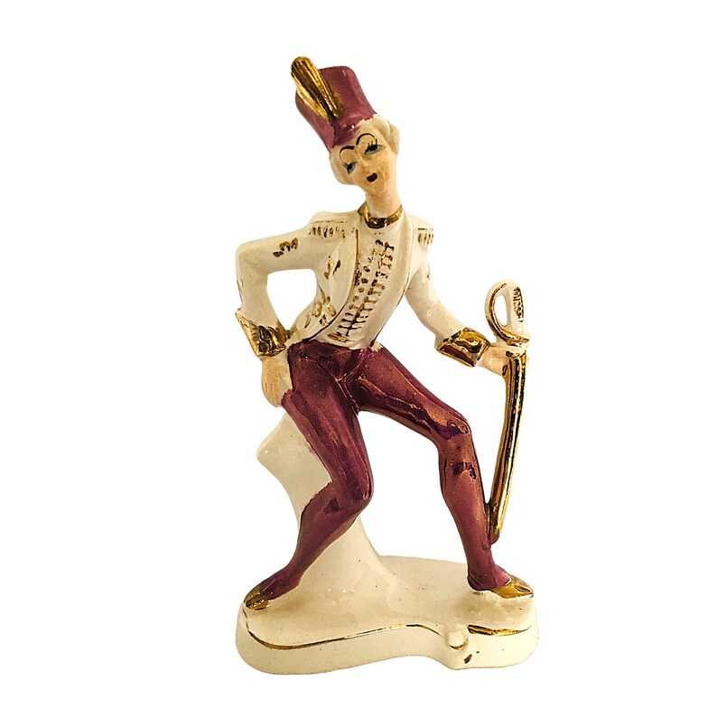 Art Deco Soldier and Woman Companion Shiny Porcelian Pair Etsy