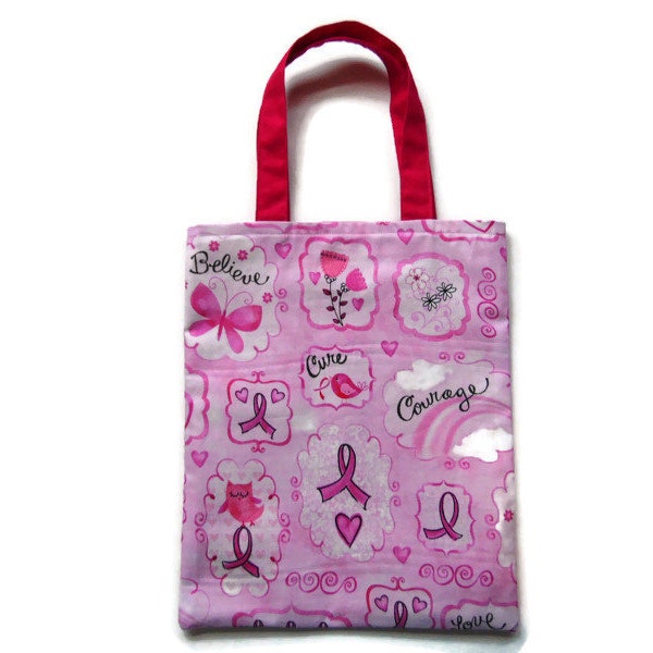 Pink Ribbon Gift Bag, Breast Cancer Awareness, Cancer Fundraiser Bag