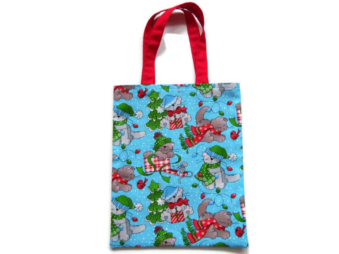 Christmas Cat Gift Bag, Goodie Bag, Favor Bag Etsy