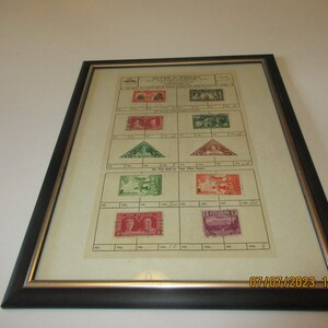 Stamp Dealer Sample Approval Sheet - Foreign Used Stamps - Framed    circa  1960&#39;s