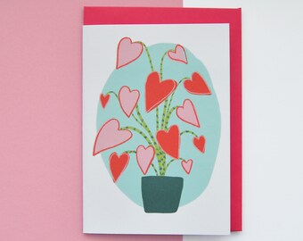 Carta Love Plant. San valentino. Galentines, Amicizia. Pensando a te carta. Scheda A6. Può essere personalizzato.