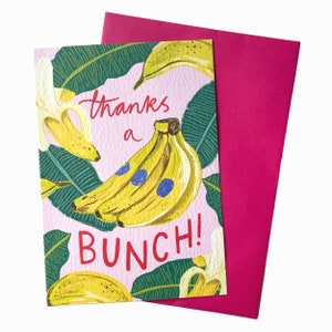 Thanks a bunch Bananas design. A6 Greetings card. Can be personalised. image 2