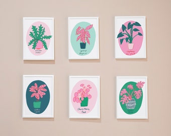 Houseplants mini art prints