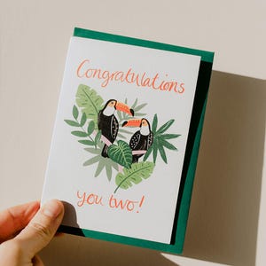 ¡Felicitaciones a los dos! Tarjeta de tucanes