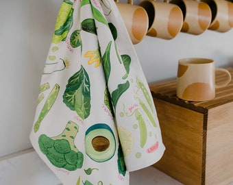 Green Vegetables Organic Cotton Tea Towel