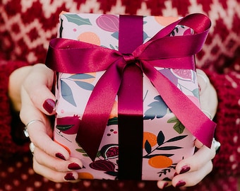 Pink Botanical Fruits Wrapping Paper