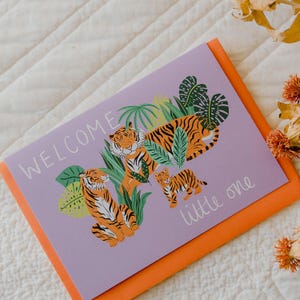 Bienvenue tout petit - Nouveau bébé - Carte de famille Tigre.