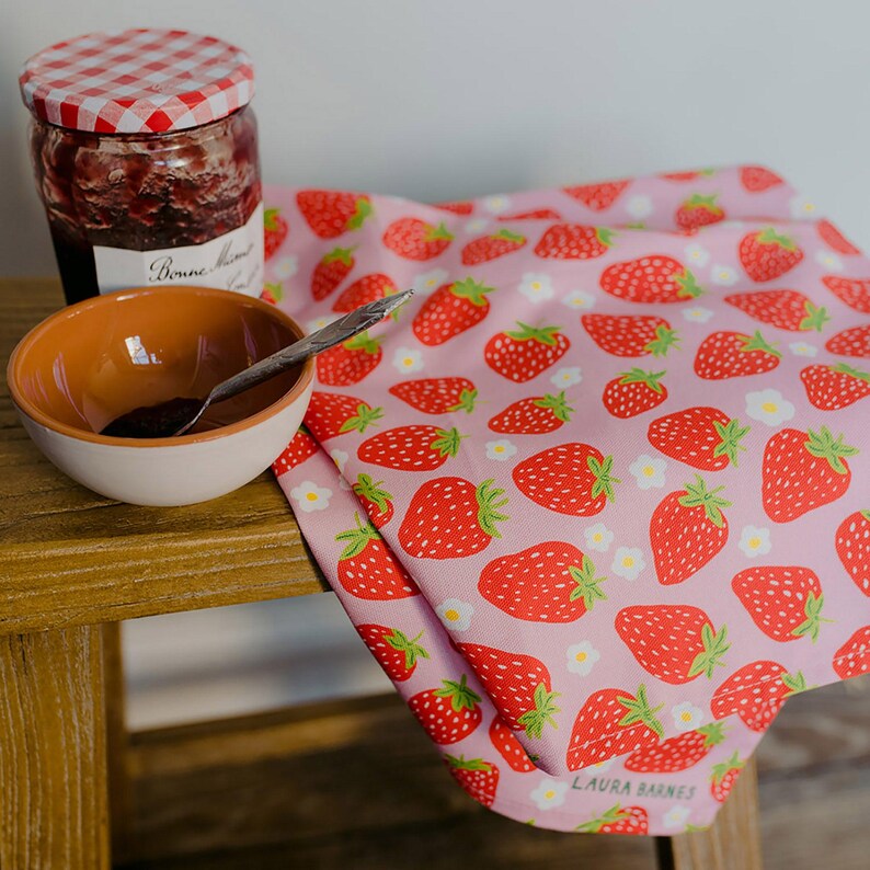 Sweet Strawberries Organic Cotton Tea Towel - Thumbnail 2