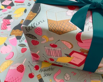 Mint Green Cocktail Party Wrapping Paper