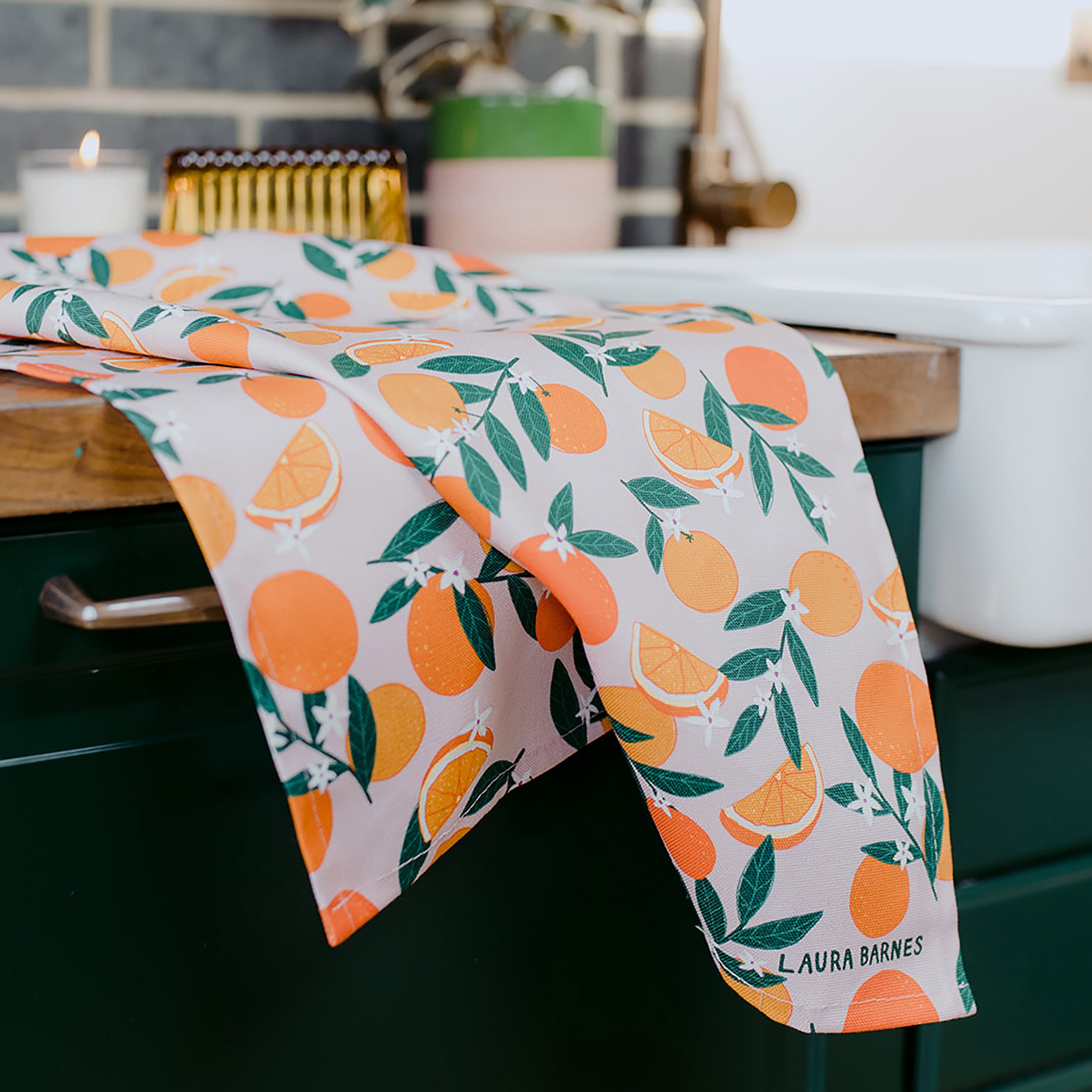 Orange kitchen sale towels