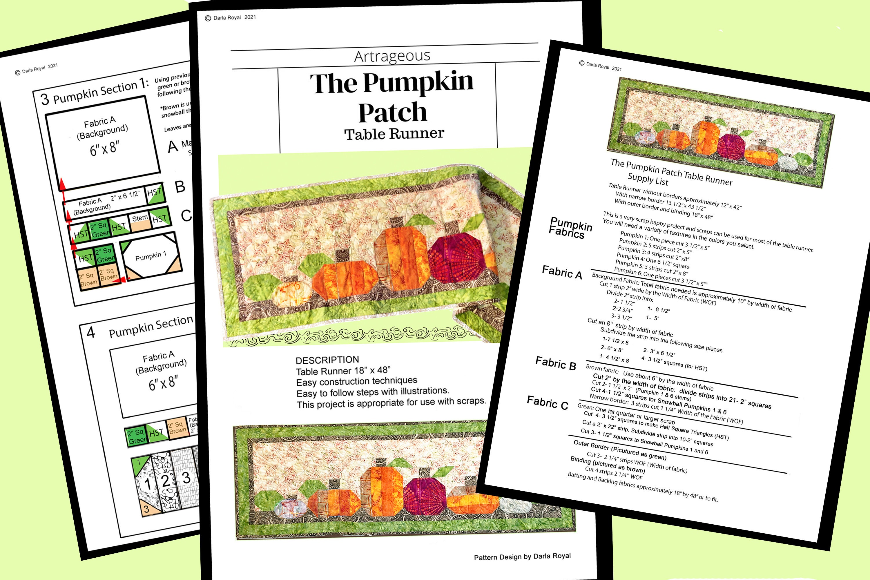 The Pumpkin Patch Table Runner Pattern PDF Download - Etsy