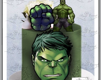 4 x pcs HALK super hero Edible CARD Wafer paper Cake Topper Birthday Party boys