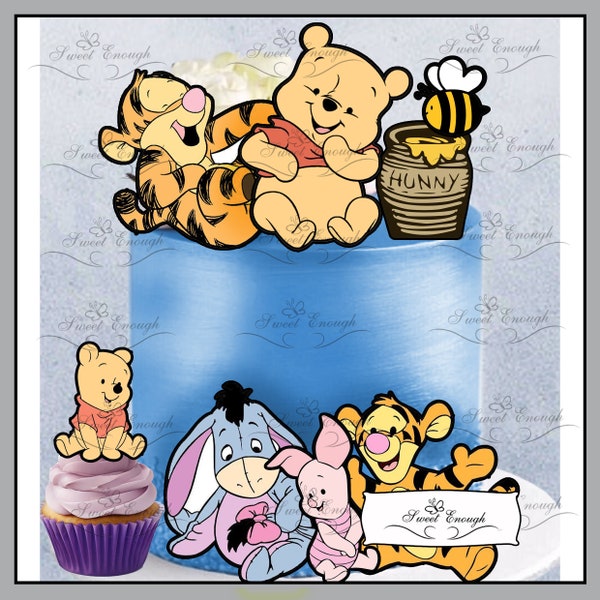 14 PCS Edible Winnie the Poo Card wafer paper card birthday baby shower