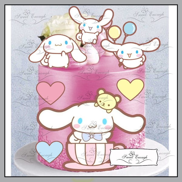 11 x pcs CINNAMOROLL Edible CARD Wafer paper Cake Topper Birthday Party pink