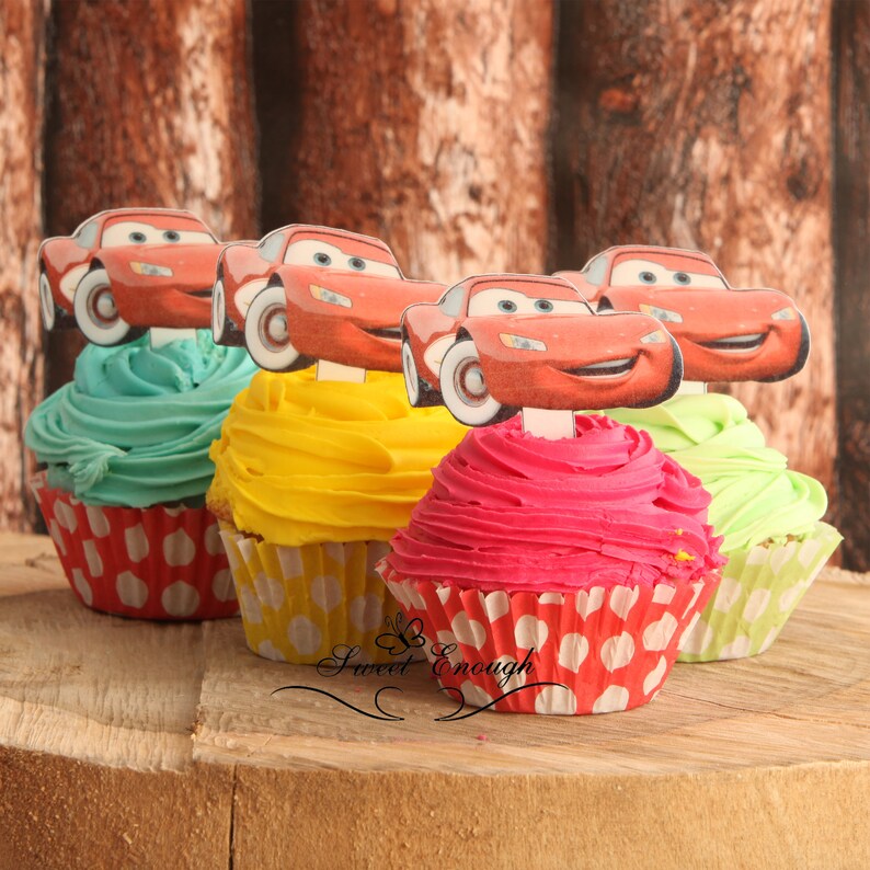 6 Precut Stand Up McQueen Cars BIRTHDAY Edible Card Rice Paper 6 Precut Stand Up McQueen Cars BIRTHDAY Edible Card Rice Paper