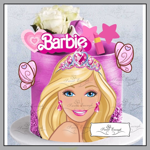 11 x stuks Barbie-pop Eetbare KAART Wafelpapier Taarttopper Verjaardagsfeestje meisjes roze