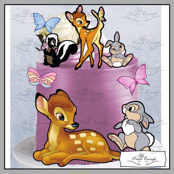 19 x stuks Bambi Eetbare KAART Wafelpapier Cake Topper Verjaardagsfeestje roze meisjes vlinder