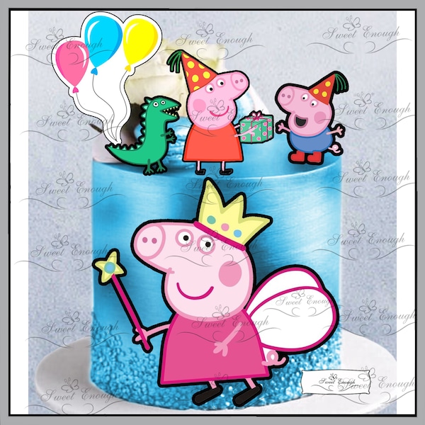 5 x PEPPA PIG Essbare KARTE Oblatenpapier Cake Topper Geburtstagsparty