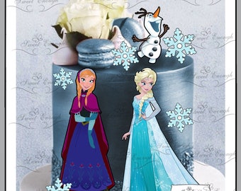 10 x piezas FROZEN Elsa Anna Tarjeta comestible Oblea papel Cake Topper Fiesta de cumpleaños niños