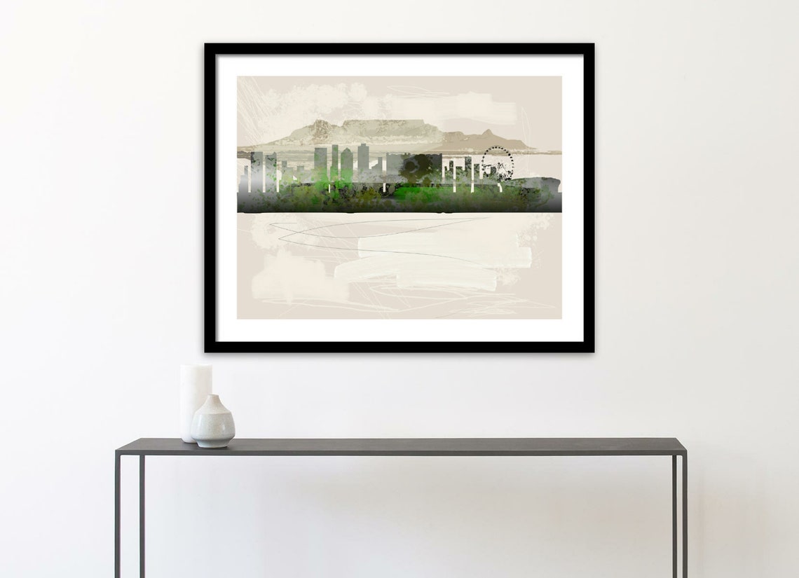 Cape Town Skyline Printable Landscape Art Cityscape Art Etsy