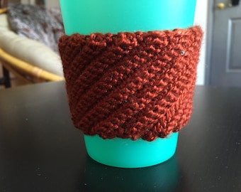 Orange Crochet Coffee Cozy
