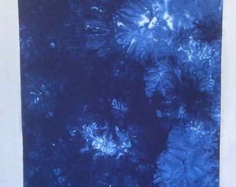 Half Yard of premium hand dyed fabric in deep Indigo Blue and White for quilting, applique, landscapes and fiber art