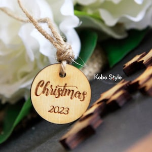 Set da 25 etichette natalizie in legno, regali di Natale all&#39;ingrosso, etichette natalizie, bomboniere, etichette di Buon Natale, etichette natalizie, etichette regalo, Natale